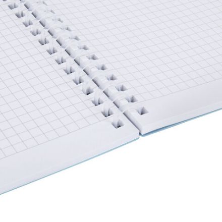 Тетрадь обложка пластик, А5 80 л., гребень мягкий, вырубка для ручки, клетка, BRAUBERG, голубой, 405375