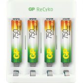 Зарядное устройство GP E411/75AAAHCCS-2CR1, 4 слота + 4 акк. 750 mAh