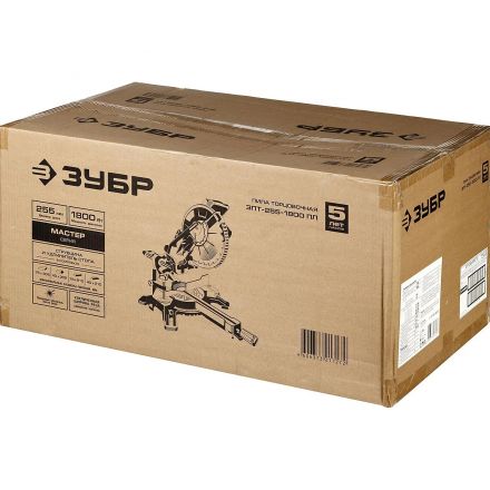 Пила торцовочная с протяжкой ЗУБР 1800Вт, d255х30мм,лазер (ЗПТ-255-1800 ПЛ)