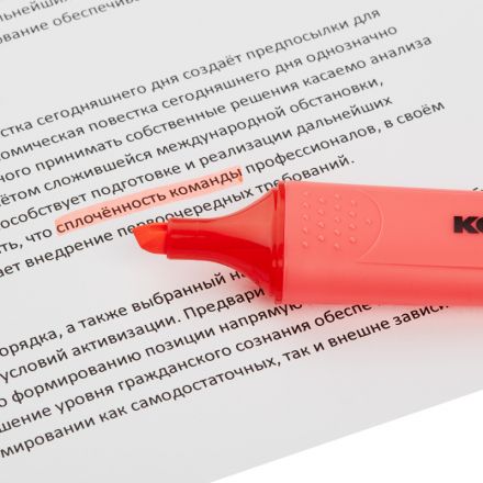 Маркер текстовыделитель Kores BRIGHT LINER PLUS,скош након, 0,5-5 мм, красн