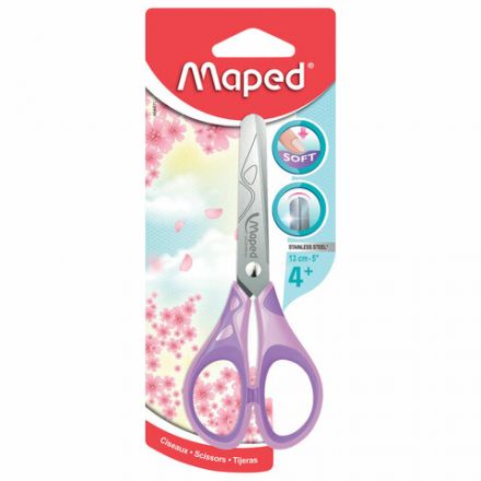 Ножницы MAPED (Франция) "Essentials Soft", 130 мм, закругленные, цвет ассорти, 464411