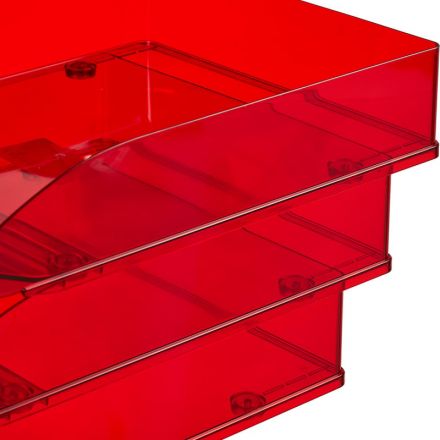 Лоток горизонтальный Attache Line прозрачный бордовый 340х255х63мм