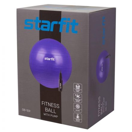 Фитбол STARFIT GB-109 65см,1000гр антивзрыв,с ручн насосом,син,УТ-00020819