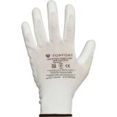 Перчатки защитные TOPFORT нейлоновые с п/у покрытием белые р. 8 (M)