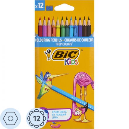 Карандаши цветные Bic Tropicolors 12 цветов шестигранные
