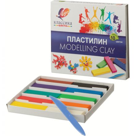 Пластилин классический Луч Классика 10 цветов 200 г со стеком