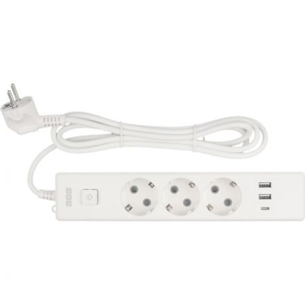 Удлинитель Power Cube, 3р с/з вык.,3USB, 3500 Вт, 16А,1.9 м, 3x1,0 (белый)