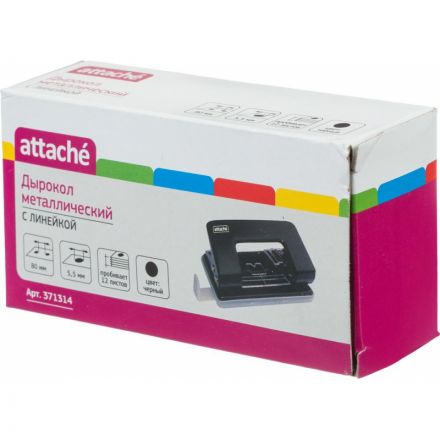 Дырокол Attache 6304 до 12 листов черный с линейкой Дырокол Attache 6304 до 12 листов черный с линейкой