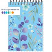 Блокнот А6,40л,клетка,гребень Цветы,в ассорт Блокнот А6,40л,клетка,гребень Цветы,в ассорт