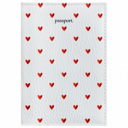 Обложка для паспорта натуральная кожа флоттер, принт "Сердечки", цвет белый, BRAUBERG, 238866