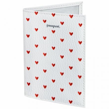 Обложка для паспорта натуральная кожа флоттер, принт "Сердечки", цвет белый, BRAUBERG, 238866