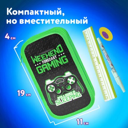 Пенал ЮНЛАНДИЯ, 2 отделения, ламинированный картон, конгрев, 19х11 см, "Gaming", 272294 Пенал ЮНЛАНДИЯ, 2 отделения, ламинированный картон, конгрев, 19х11 см, "Gaming", 272294