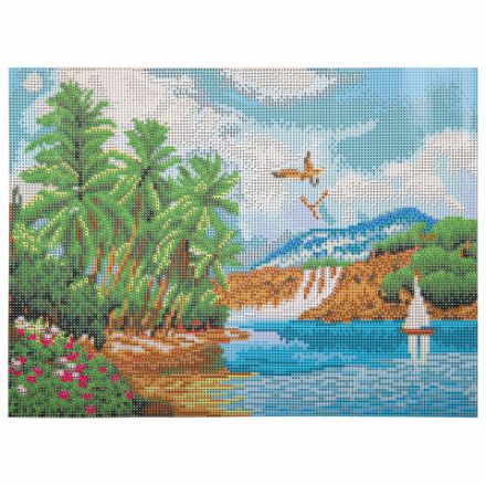 Картина стразами (алмазная мозаика) 30х40 см, ОСТРОВ СОКРОВИЩ "Солнце южного моря", без подрамника, 662567