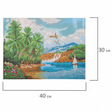 Картина стразами (алмазная мозаика) 30х40 см, ОСТРОВ СОКРОВИЩ "Солнце южного моря", без подрамника, 662567