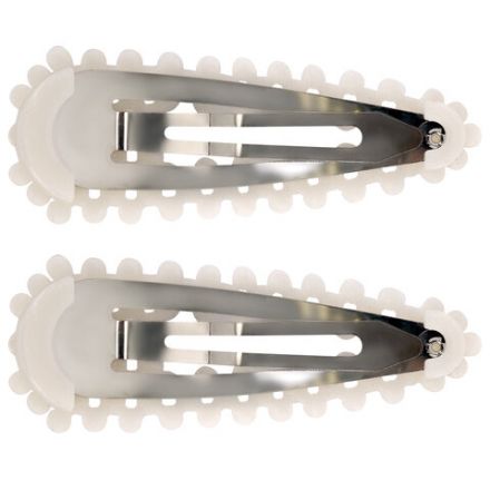 Заколки для волос НАБОР 2 шт., 7,5х2,5 см, клик-клак, с жемчужинами, белый, MONTE VITA (МОНТЕ ВИТА), 457099