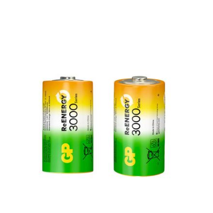 Батарейки аккумуляторные GP ReEnergy Ni-Mh КОМПЛЕКТ 2 шт., D (HR20), 3000 mAh, 300DHCRGY-2CRCB2 Батарейки аккумуляторные GP ReEnergy Ni-Mh КОМПЛЕКТ 2 шт., D (HR20), 3000 mAh, 300DHCRGY-2CRCB2