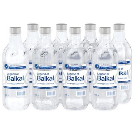 Вода ГАЗИРОВАННАЯ питьевая LEGEND OF BAIKAL 0,5 л, стеклянная бутылка, УТ-00001404