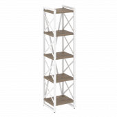 Loft Стеллаж на регулируемых опорах-5 полок VR.L-MST.O-5.4 Тиквуд тёмный/Белый металл 400*400*1650