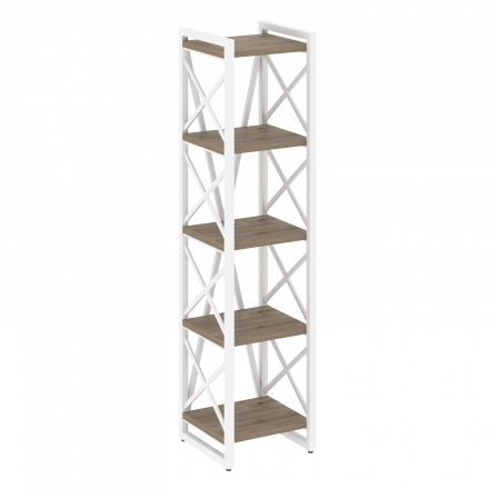 Loft Стеллаж на регулируемых опорах-5 полок VR.L-MST.O-5.4 Тиквуд тёмный/Белый металл 400*400*1650