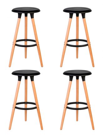 Набор 4 шт Табурет барный DOBRIN ROYCE, ножки светлый бук, цвет чёрный (B-03)