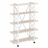 Loft Стеллаж на колесных опорах-5 полок VR.L-MST.K-5.8V Денвер светлый/Белый металл 1200*400*1704