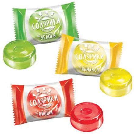 Карамель леденцовая СОЛЯРИКИ ассорти (яблоко, ананас, вишня), 500 г, НК165