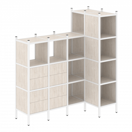 Loft Угловой внутренний стеллаж наборный VR.L-47 Денвер светлый/Белый металл 1694*862*1869