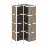 Loft Угловой внутренний стеллаж наборный VR.L-31 Тиквуд тёмный/Белый металл 862*862*1869