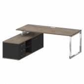 Shift Стол руководителя с опорной греденцией, левый SK.SRG-200 (L) Тиквуд тёмный/Антрацит 2000*1800*753 Shift Стол руководителя с опорной греденцией, левый SK.SRG-200 (L) Тиквуд тёмный/Антрацит 2000*1800*753