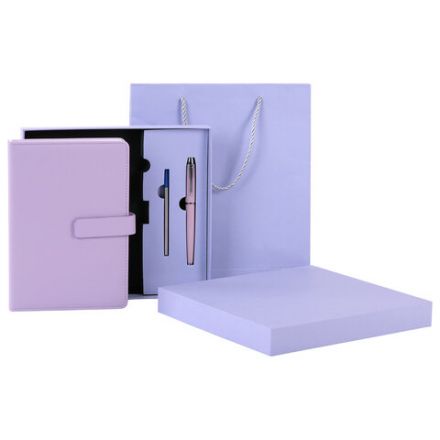 Ежедневник в подарочном наборе 5 в 1, А5, 145x212 мм, BRAUBERG "President", под кожу, 160 листов, сиреневый, 116853