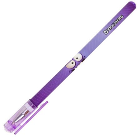 Ручка шариковая с принтом BRAUBERG "МОНСТРИКИ", СИНЯЯ, SOFT TOUCH покрытие, узел 0,7 мм, линия письма 0,35 мм, 144482