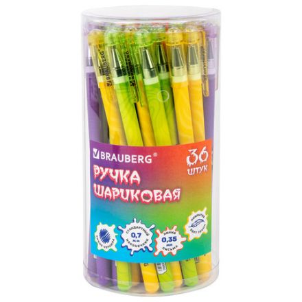 Ручка шариковая с принтом BRAUBERG "МОНСТРИКИ", СИНЯЯ, SOFT TOUCH покрытие, узел 0,7 мм, линия письма 0,35 мм, 144482