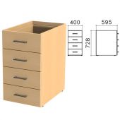 Тумба (каркас БЕЗ КРЫШКИ) приставная "Монолит", 400х595х728 мм, 4 ящика, бук бавария, ТМ06.1 Тумба (каркас БЕЗ КРЫШКИ) приставная "Монолит", 400х595х728 мм, 4 ящика, бук бавария, ТМ06.1