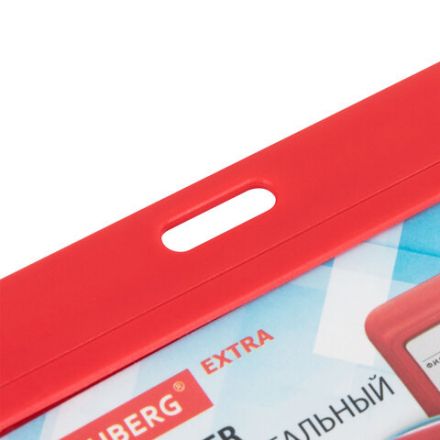 Бейдж горизонтальный (54х85 мм), красный, МАТОВАЯ ПОВЕРХНОСТЬ, BRAUBERG EXTRA, 238820