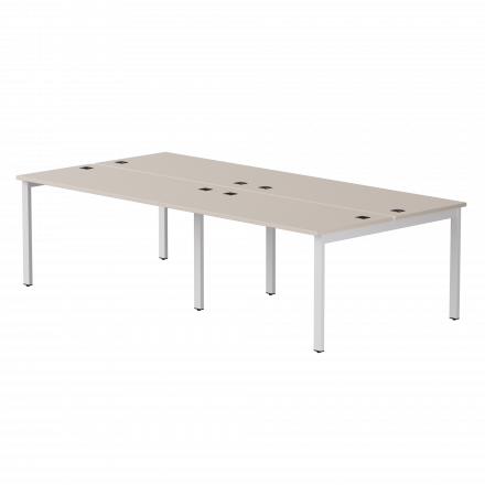 Бенч-система на 4 места Everprof EVO на металлокаркасе 3160х670(1370)x755 Кашемир/Белый