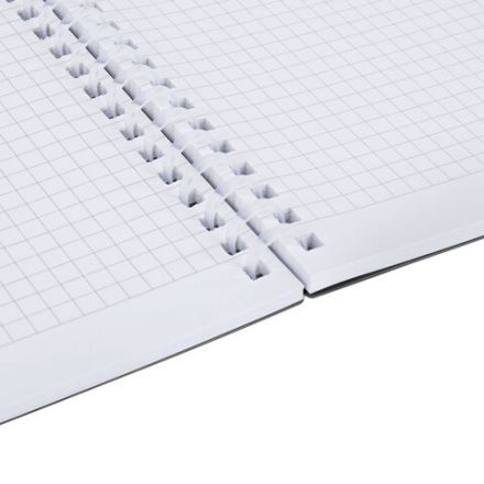 Тетрадь обложка пластик, А5 80 л., гребень мягкий, вырубка для ручки, клетка, BRAUBERG, черный, 405376