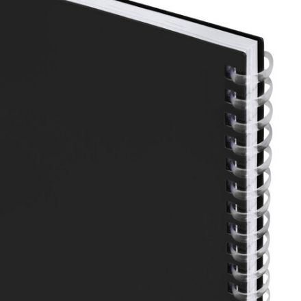 Тетрадь обложка пластик, А5 80 л., гребень мягкий, вырубка для ручки, клетка, BRAUBERG, черный, 405376