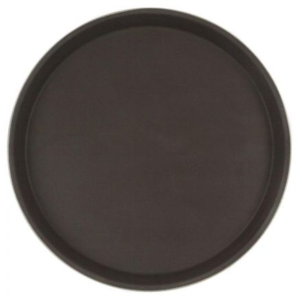 Поднос прорезин.кругл.16'' 40см корич., кт03