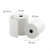 Чековая лента из офсетной бумаги Promega jet 69 мм (диаметр 60 мм, намотка 28-30 м, втулка 12 мм, 10 штук в упаковке)