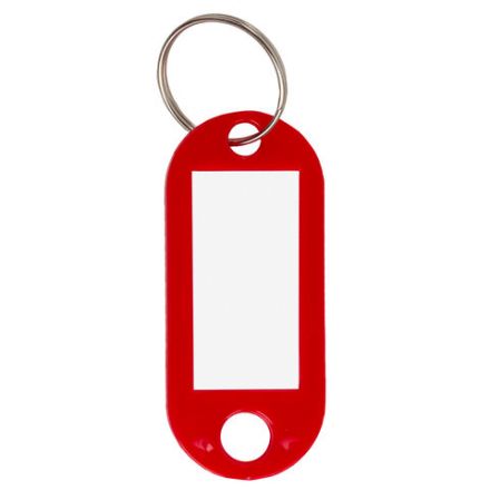 Бирки для ключей КОМПЛЕКТ 50 ШТ., длина 50 мм, инфо-окно 30х15 мм, КРАСНЫЕ, STAFF, 237490