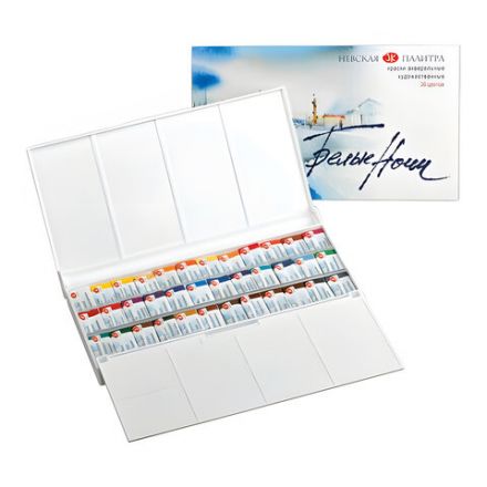 Краски акварельные художественные "Белые ночи", 36 цветов, кювета 2,5 мл, палитра, пластиковая коробка, Невская Палитра, 1942258