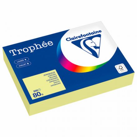 Бумага цветная CLAIREFONTAINE, А4, 80 г/м2, 500 л., пастель, лимонно-желтый, Франция, 1778PC