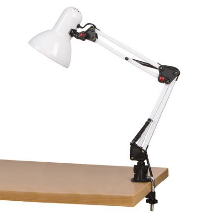 Настольная лампа / светильник SONNEN TL-007, подставка + струбцина, 40 Вт, Е27, БЕЛЫЙ, высота 60 см, 235539