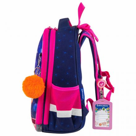 Ранец BRAUBERG PREMIUM, 2 отделения, с брелоком, "Cute fox", LED-ЛАМПОЧКИ, 38х29х16 см, 272019