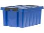 Ящик 415х300х190 мм с крышкой и клипсами синий