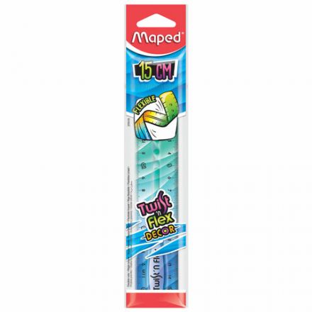 Линейка пластик 15 см, гибкая, MAPED (Франция) "Twist'n Flex Patterns", ассорти, 279115