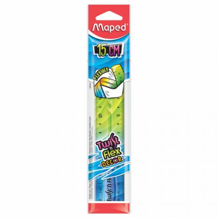 Линейка пластик 15 см, гибкая, MAPED (Франция) "Twist'n Flex Patterns", ассорти, 279115