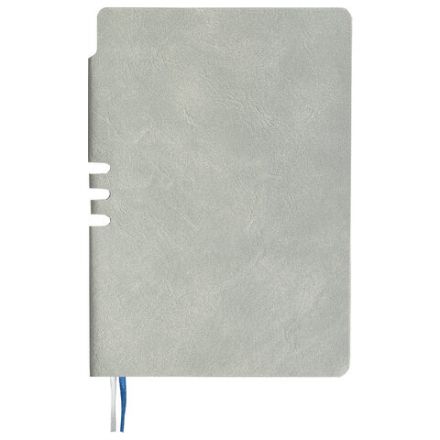Блокнот А5 (140х200 мм), BRAUBERG "NEBRASKA", под кожу, 80 л., линия, серый, 113410