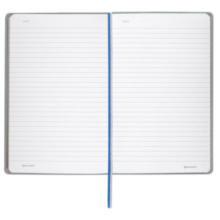 Блокнот А5 (140х200 мм), BRAUBERG "NEBRASKA", под кожу, 80 л., линия, серый, 113410