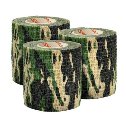 Камуфляжные ленты защитные эластичные маскировочные когезивные, 4,5 м х 5 см, 3 рулона, DASWERK (ДАСВЕРК), 680038